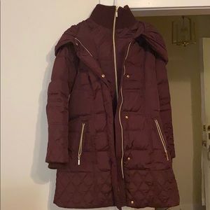Kensie hooded belted down puffer jacket - M
